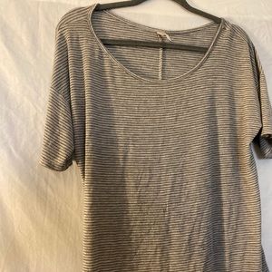 Grey Striped Off Shoulder Tee